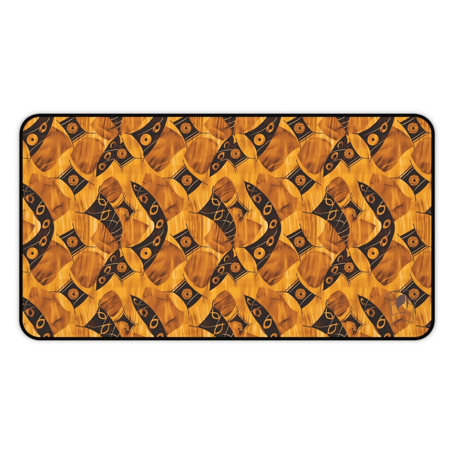 Golden Geometrics African Print Desk Mat/Mousepad, Ankara Office Décor