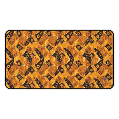 Golden Geometrics African Print Desk Mat/Mousepad, Ankara Office Décor