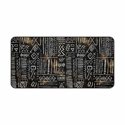 Golden Signs African Print Desk Mat/Mousepad, Mud Cloth Office Décor