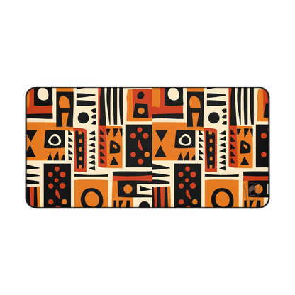 Charged Tapestry African Print Desk Mat/Mousepad, Mud Cloth Office Décor