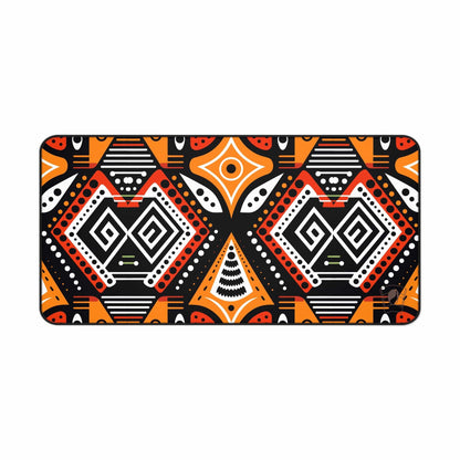 Tribal Points African Print Desk Mat/Mousepad, Elegant Mud Cloth Office Décor