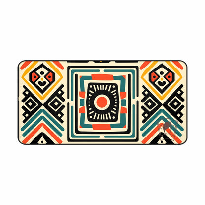 Square Mandala African Print Desk Mat/Mousepad, Mud Cloth Office Decor