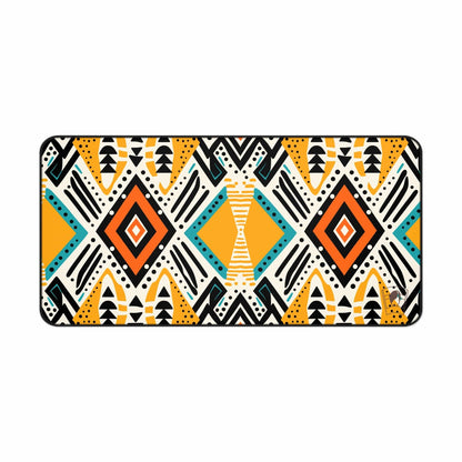 Diamond Mandala African Print Desk Mat/Mousepad, Mud Cloth Office Décor