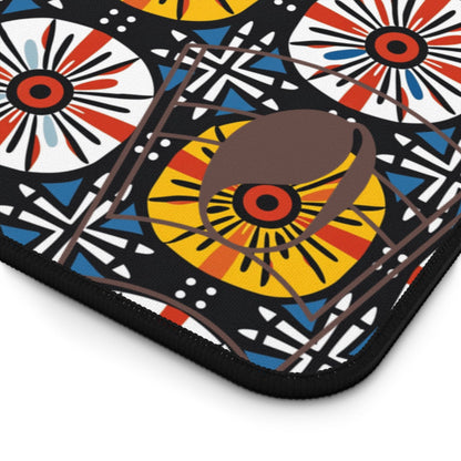 Cosmic Lattice African Print Desk Mat/Mousepad, Ankara Office Décor