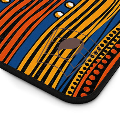 Wavy Rhythms African Print Desk Mat/Mousepad, Ankara Office Décor