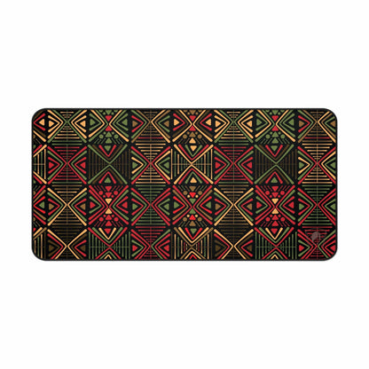 Geometric Rhythm African Print Desk Mat/Mousepad, Ankara Office Décor