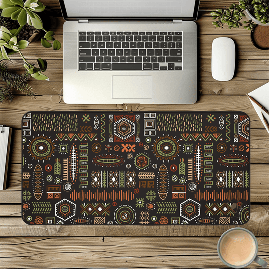 Ancient Echoes African Print Desk Mat/Mousepad, Ankara Office Décor