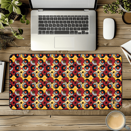 Circular Symphony African Print Desk Mat/Mousepad, Ankara Office Décor