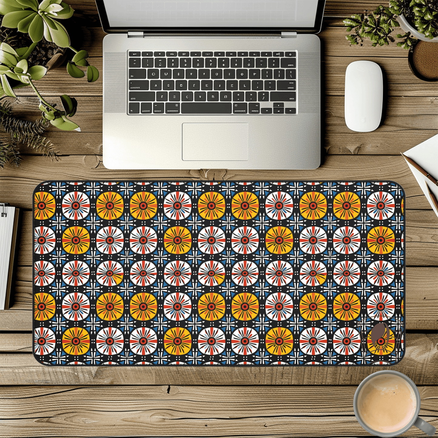 Cosmic Lattice African Print Desk Mat/Mousepad, Ankara Office Décor