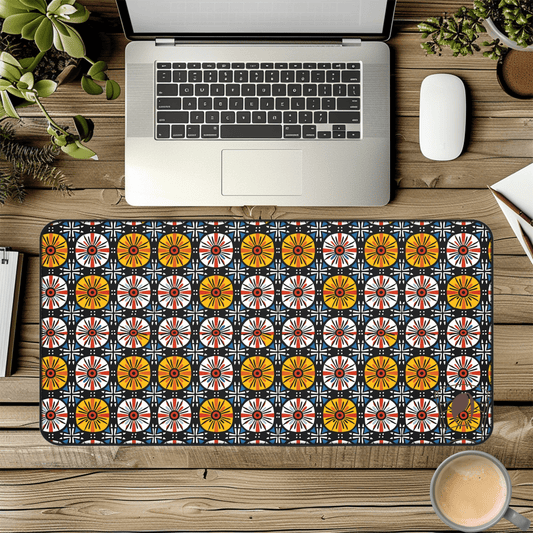 Cosmic Lattice African Print Desk Mat/Mousepad, Ankara Office Décor