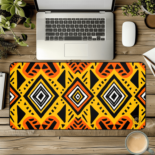 Dream Diamond African Print Desk Mat/Mousepad, Mud Cloth Office Décor