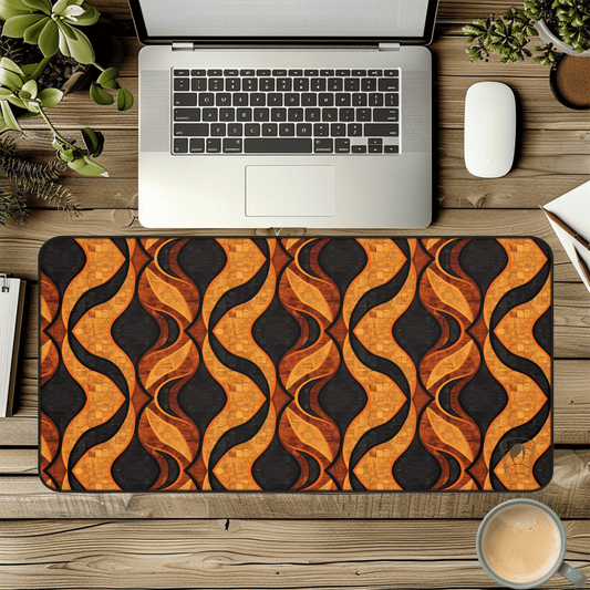 Ember Waves African Print Desk Mat/Mousepad, Ankara Office Décor