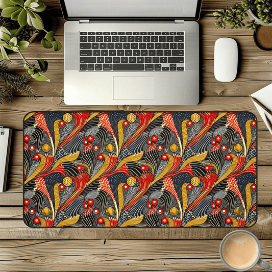 Firebird’s Flight African Print Desk Mat/Mousepad, Ankara Office Décor