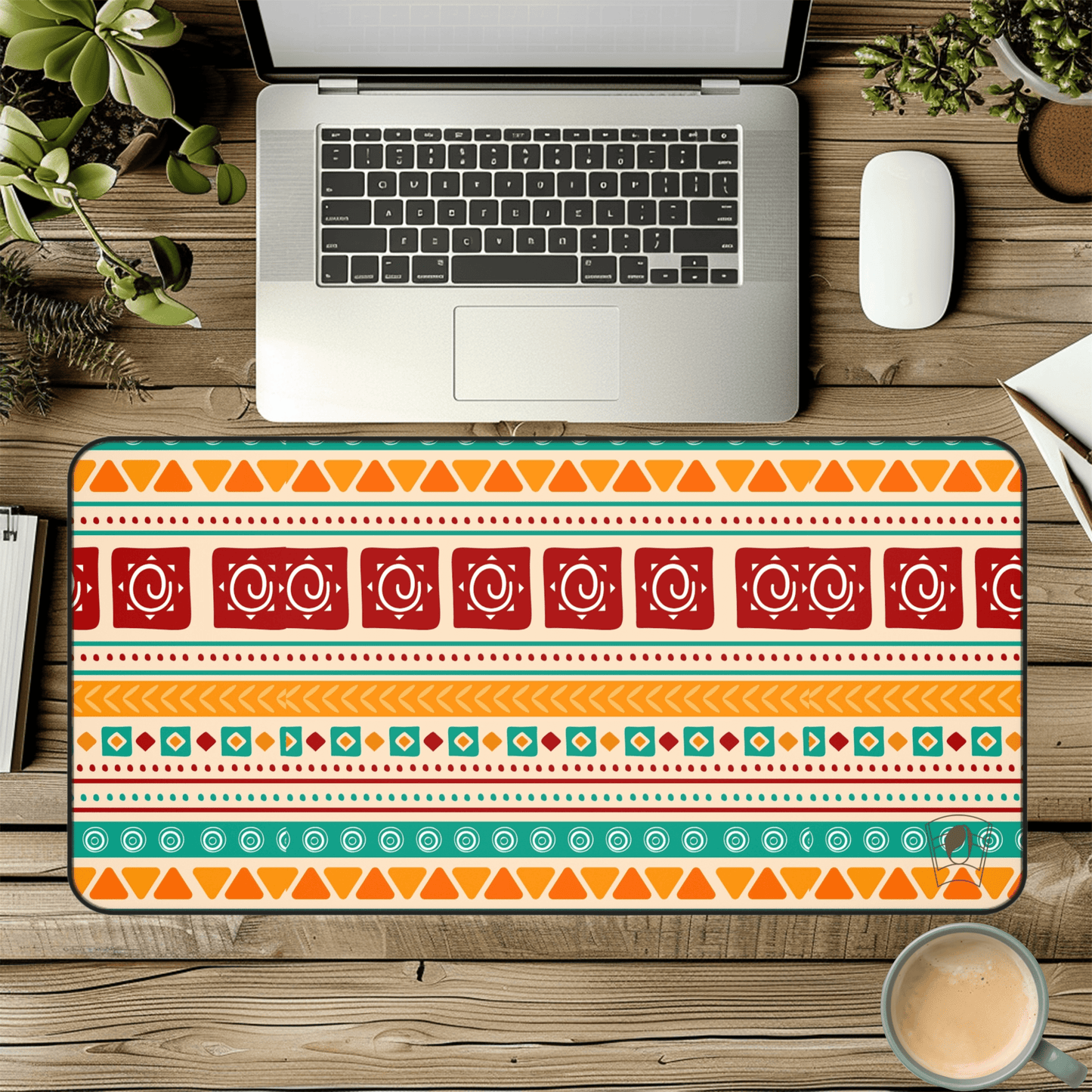 Floating Rhythm African Print Desk Mat/Mousepad, Ankara Office Décor