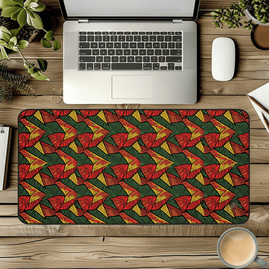 Geometric Tapestry African Print Desk Mat/Mousepad, Ankara Office Décor