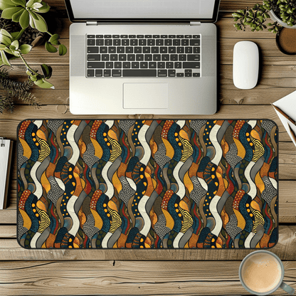 Kaleidoscope Abyss African Print Desk Mat/Mousepad, Ankara Office Décor