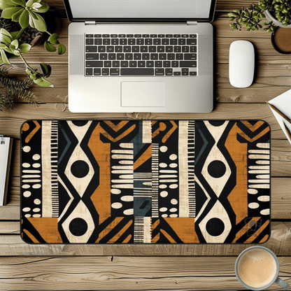 Meta Eye African Print Desk Mat/Mousepad, Mud Cloth Office Décor