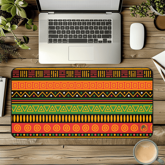 Optical Rhythm African Print Desk Mat/Mousepad, Ankara Office Décor