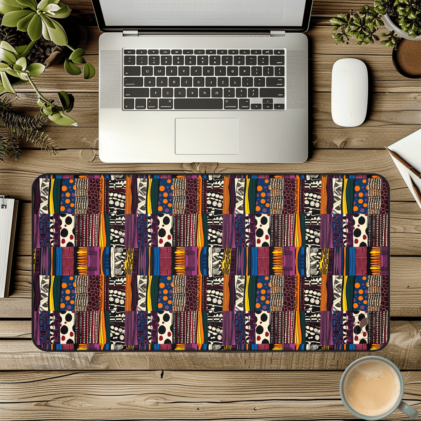 Patchwork Palette African Print Desk Mat/Mousepad, Ankara Office Décor