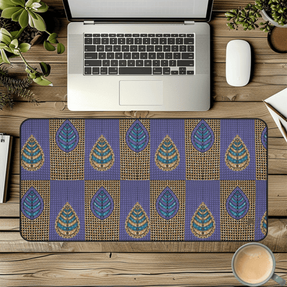 Regal Leaf Harmony African Print Desk Mat/Mousepad, Ankara Office Décor