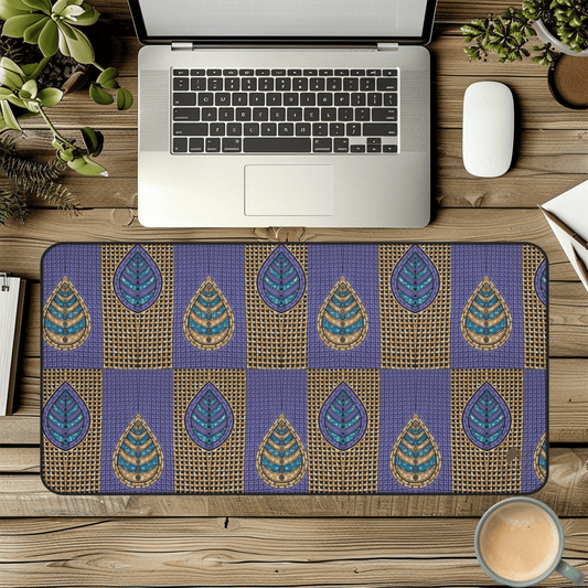 Regal Leaf Harmony African Print Desk Mat/Mousepad, Ankara Office Décor