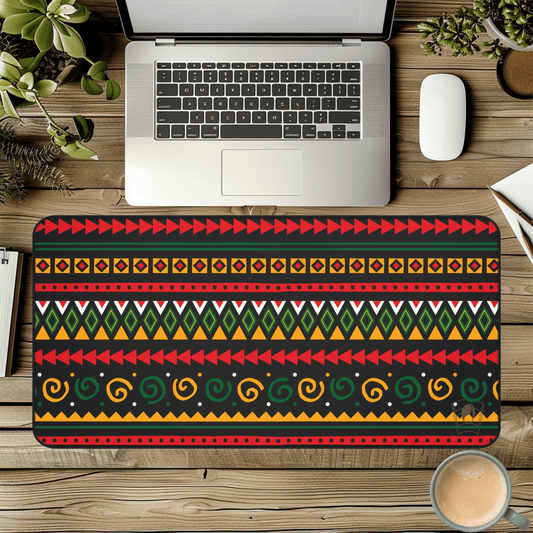 Rhythmic Diamond African Print Desk Mat/Mousepad, Ankara Office Décor