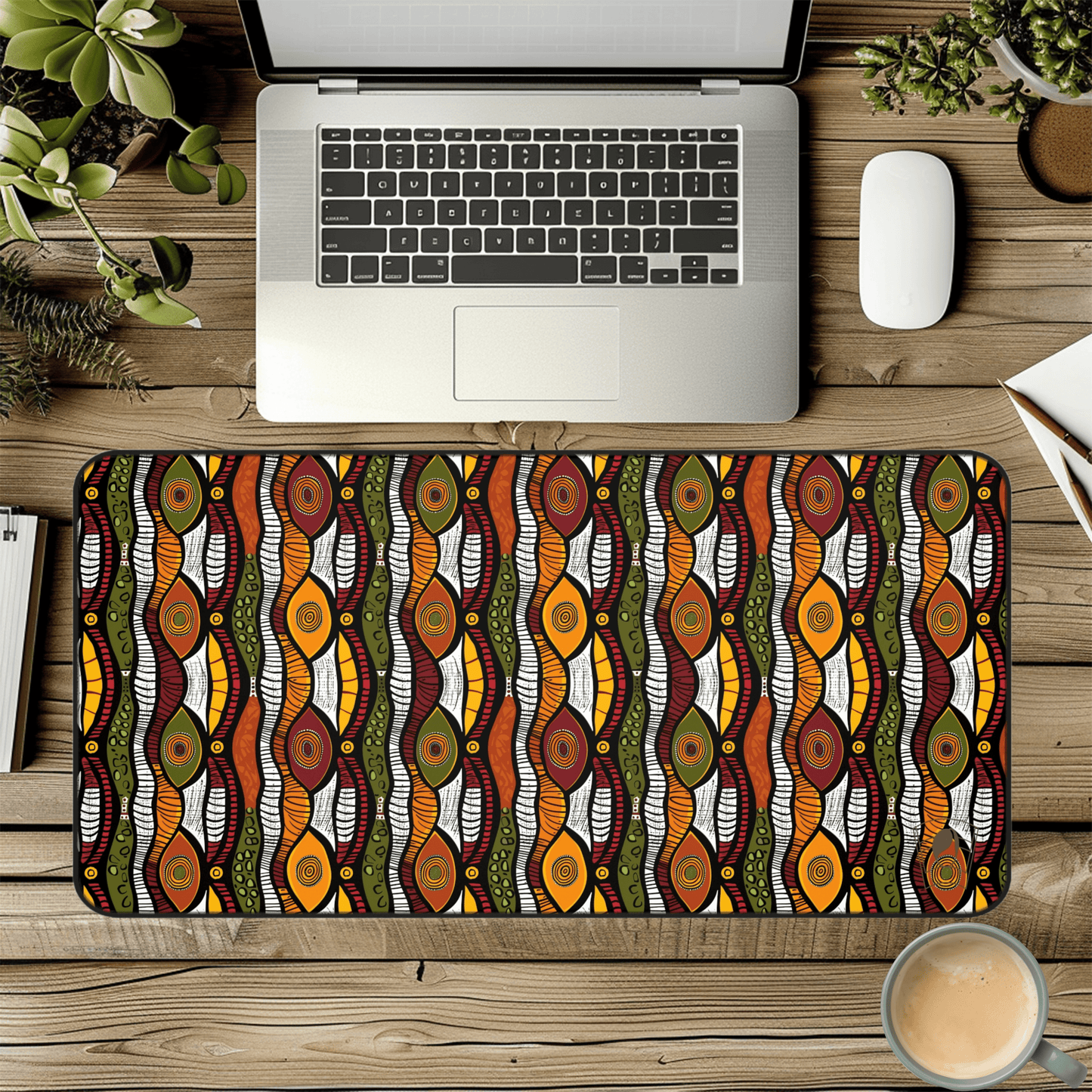 Rhythmic Rhythm African Print Desk Mat/Mousepad, Ankara Office Décor