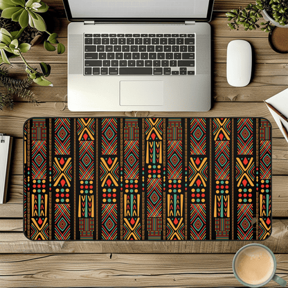 Tapestry of Illusions African Print Desk Mat/Mousepad, Ankara Office Décor