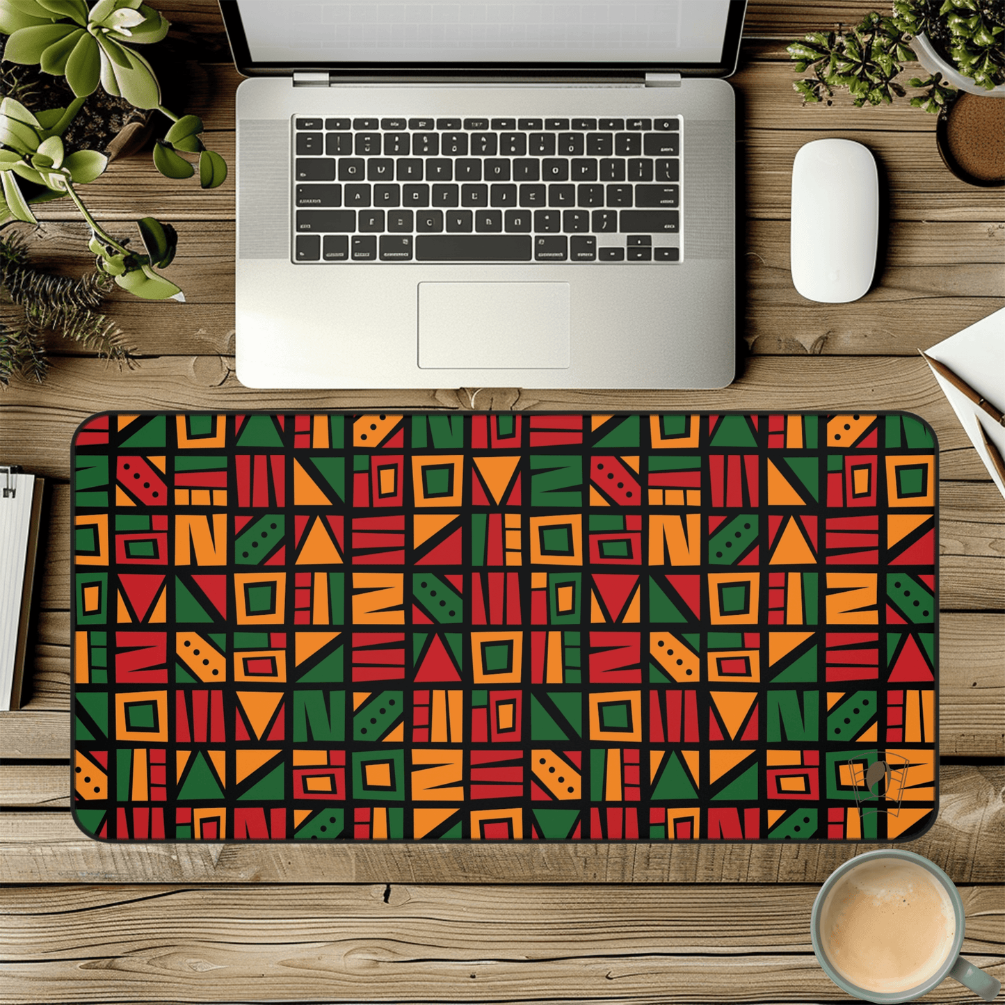 Tribal Mosaic African Print Desk Mat/Mousepad, Ankara Office Décor