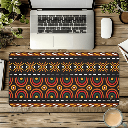 Tribal Rhythm African Print Desk Mat/Mousepad, Ankara Office Décor