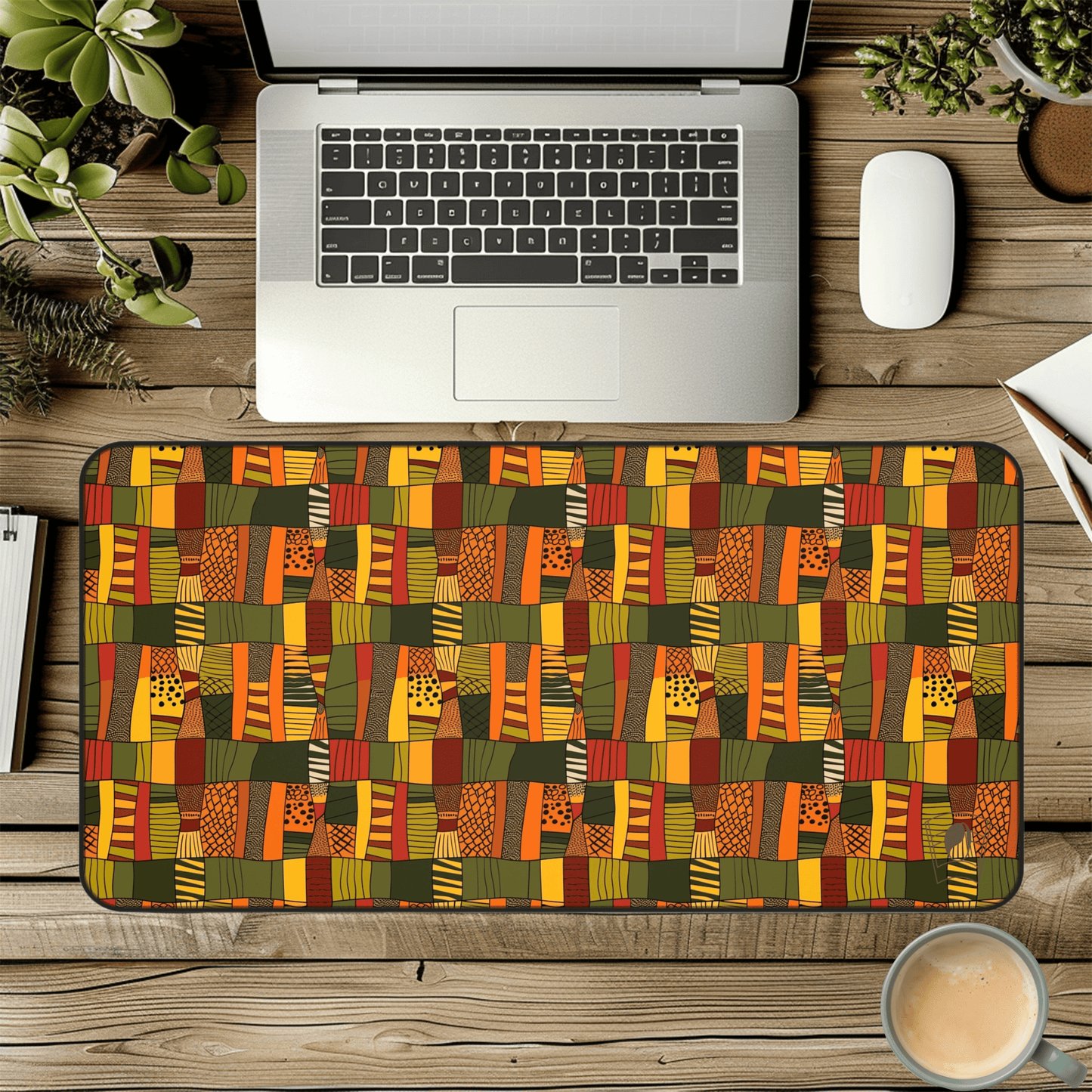 Tribal Tapestry African Print Desk Mat/Mousepad, Ankara Office Decor