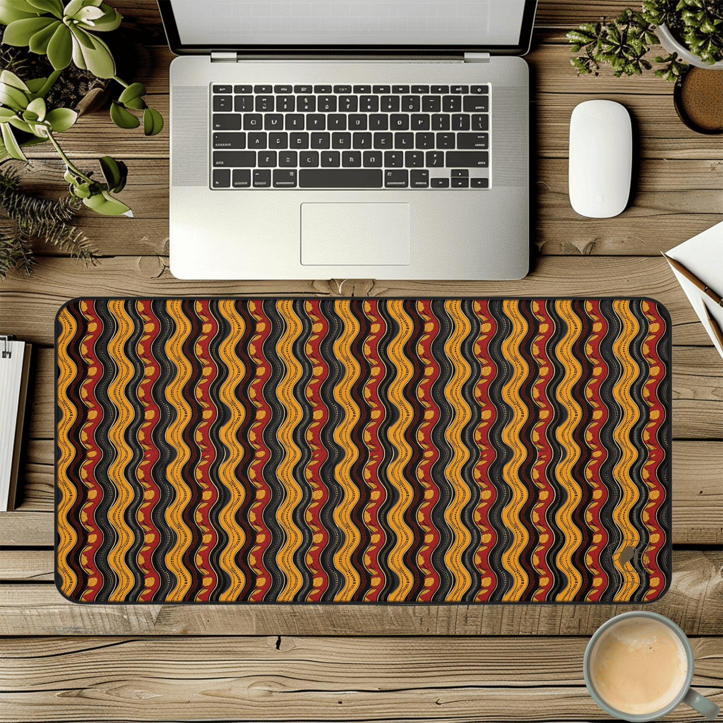 Tribal Tides African Print Desk Mat/Mousepad, Ankara Office Decor