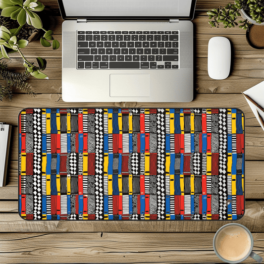 Urban Mosaic African Print Desk Mat/Mousepad, Ankara Office Decor