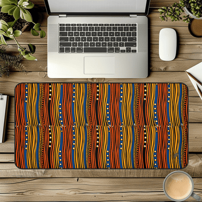 Wavy Rhythms African Print Desk Mat/Mousepad, Ankara Office Décor