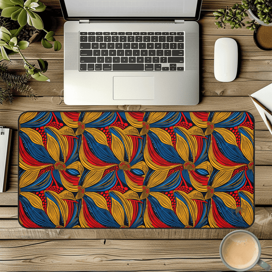 Petal Burst African Print Desk Mat/Mousepad, Ankara Office Décor