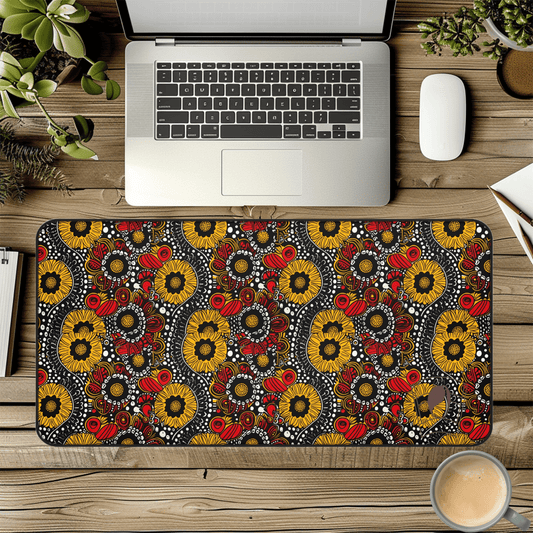 Sunlit Serenade African Print Desk Mat/Mousepad, Ankara Office Décor